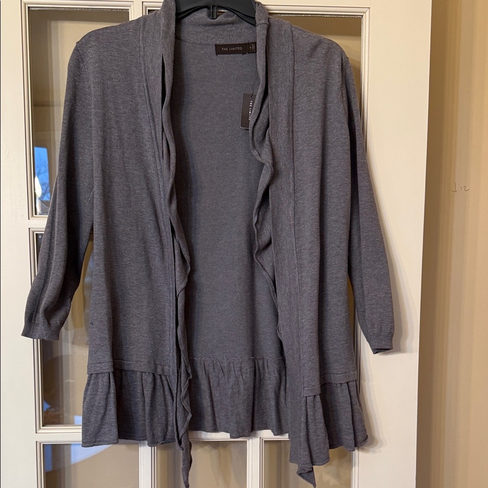 NWT The Limited Gray Ruffled Women's Sweater size Small
